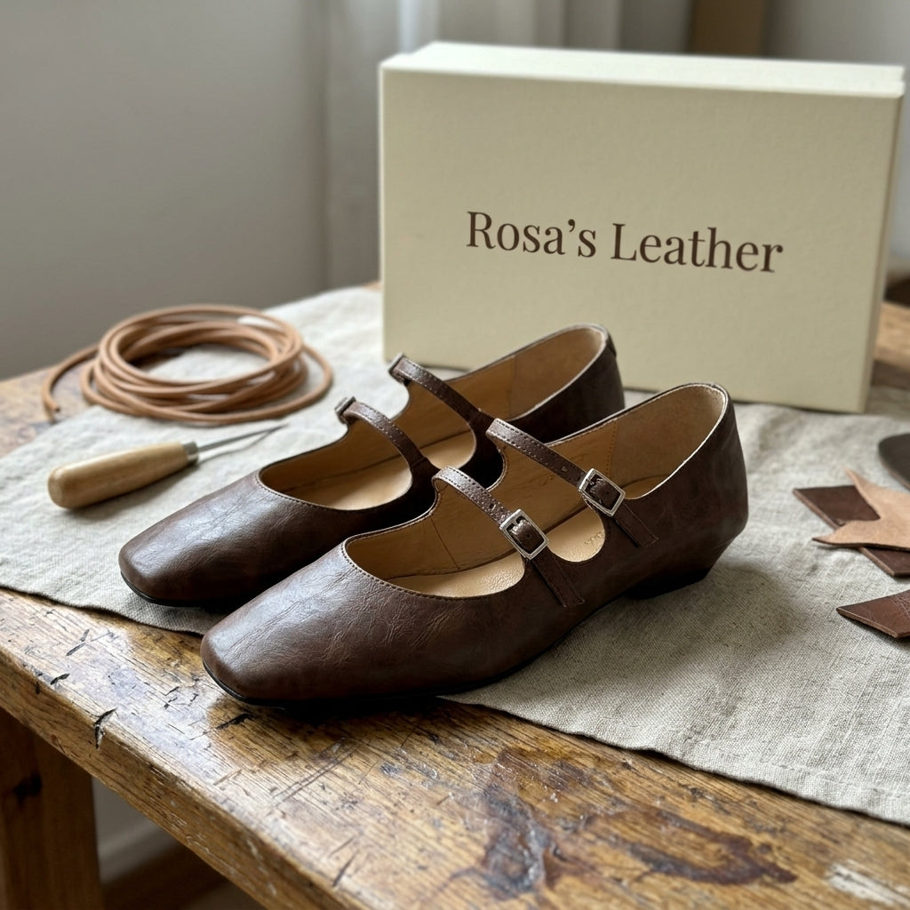 Rosa's Aurelle Dual Strap Leather Mary-Janes