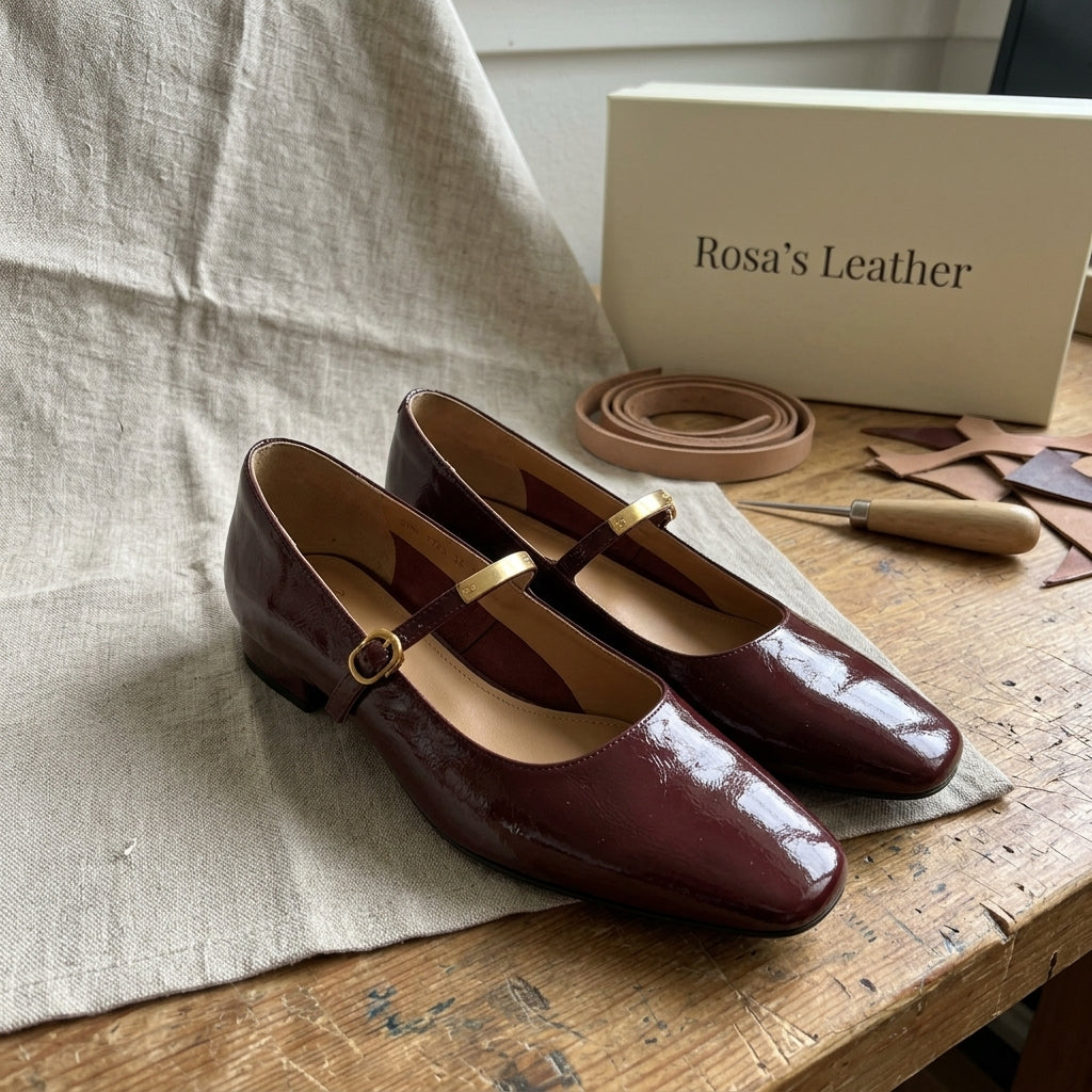 Rosa's Eloria Lambskin Leather Mary Janes