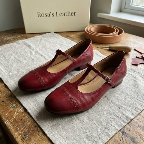 Rosa's Esmira T-Strap Leather Mary Janes