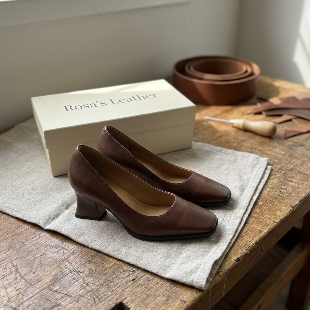 Rosa's Oriel Square Leather Pumps