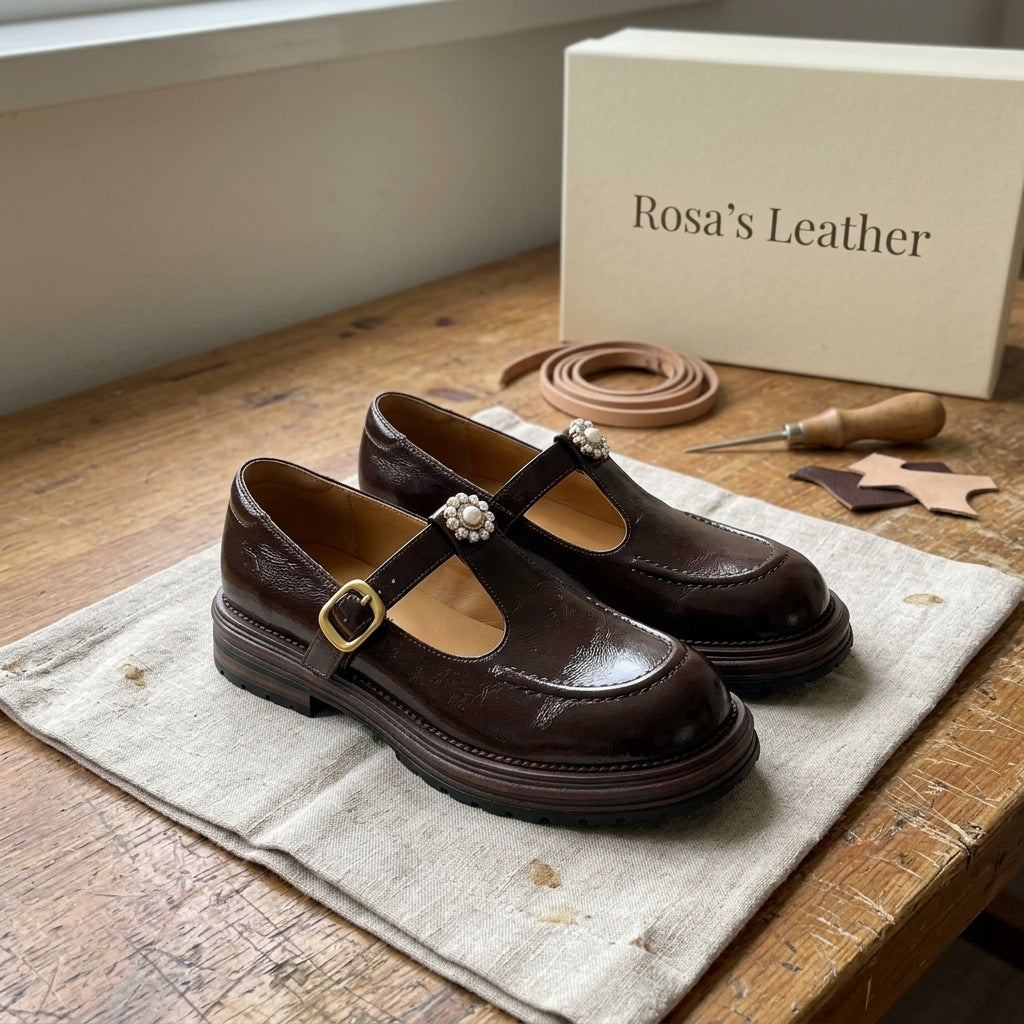 Rosa's Brinell Mary-Jane Leather Loafers