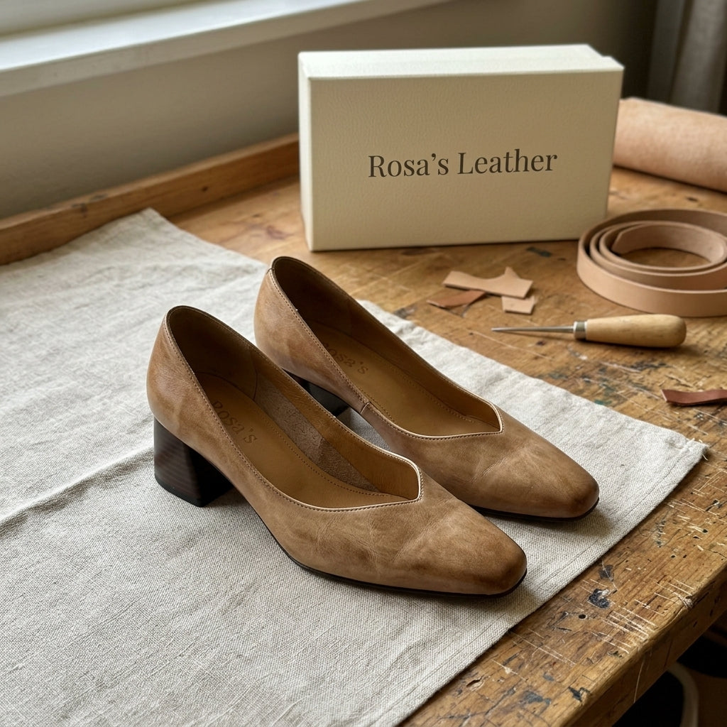 Rosa's Caldre Square Leather Pumps