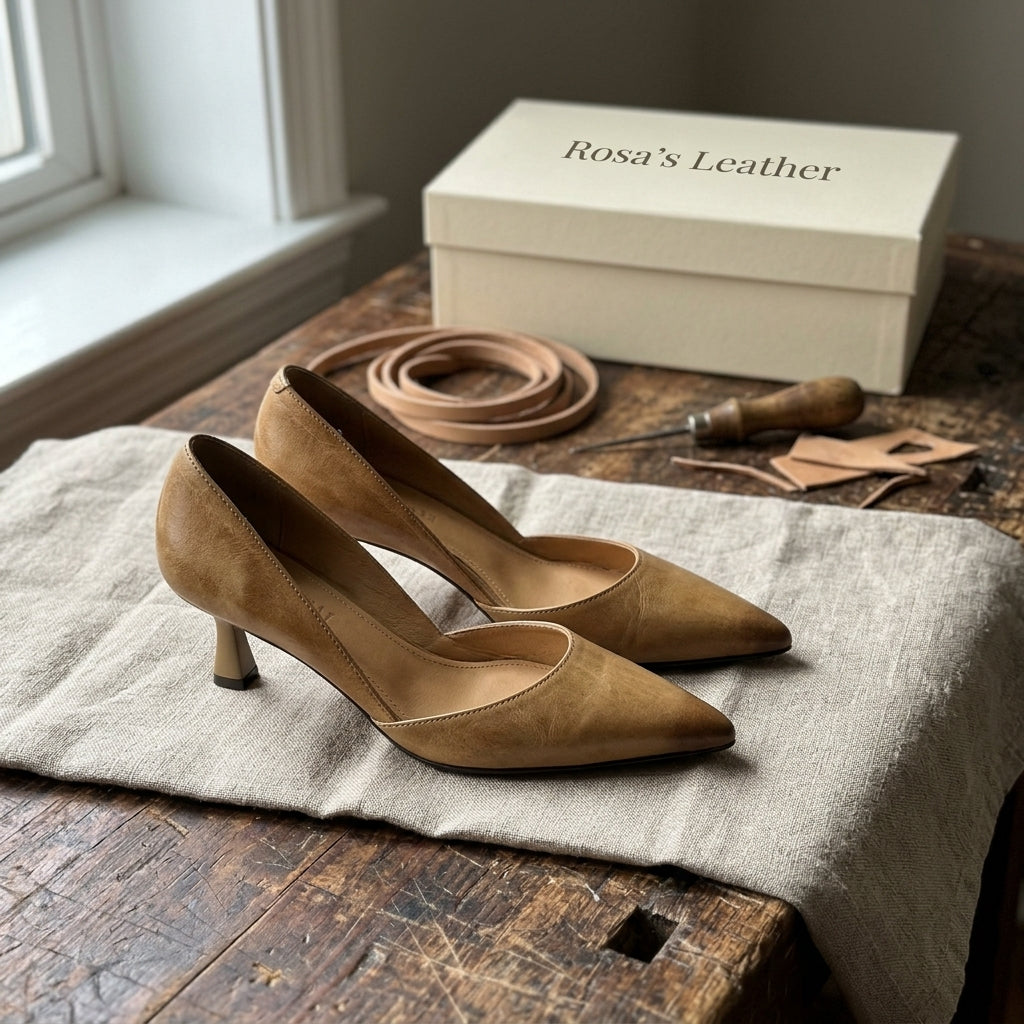 Rosa's Lorene Curve Leather Heels