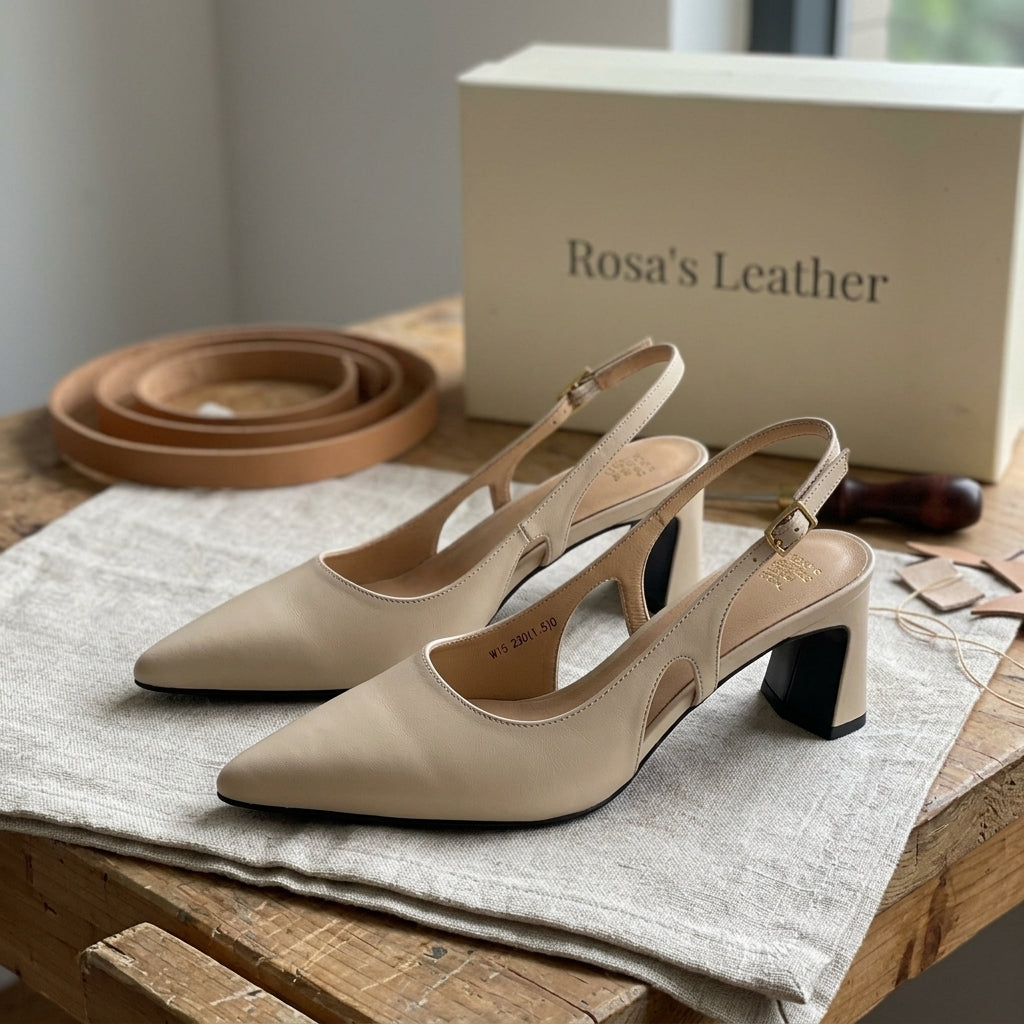 Rosa's Cielle Slingback Leather Heels