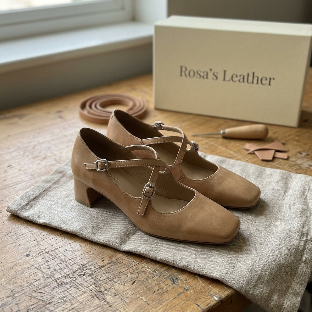 Rosa's Marvane Leather Kitten Heels
