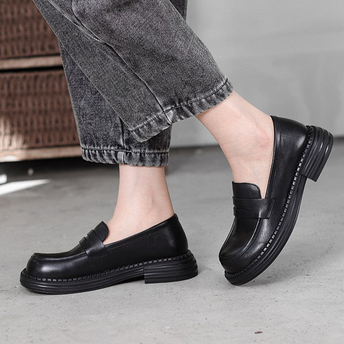Rosa's Demeris Round-Toe Leather Loafers