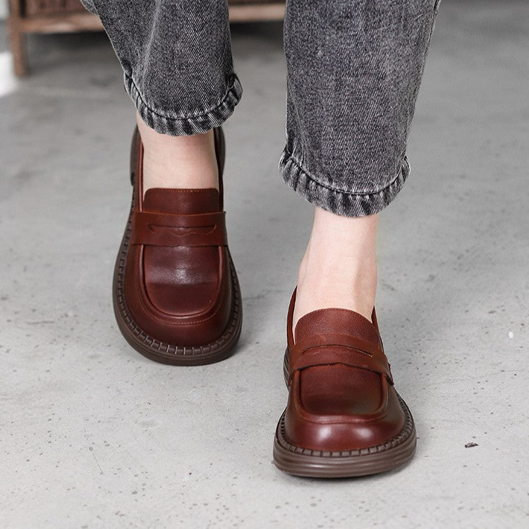 Rosa's Demeris Round-Toe Leather Loafers