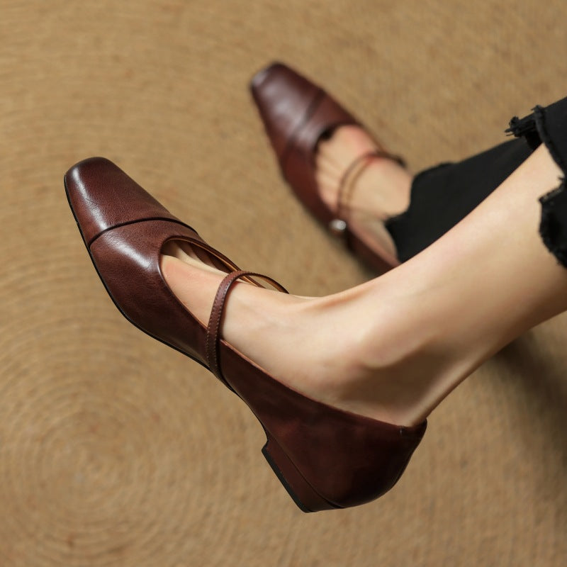 Rosa's Aurette Leather Mary Jane Flats