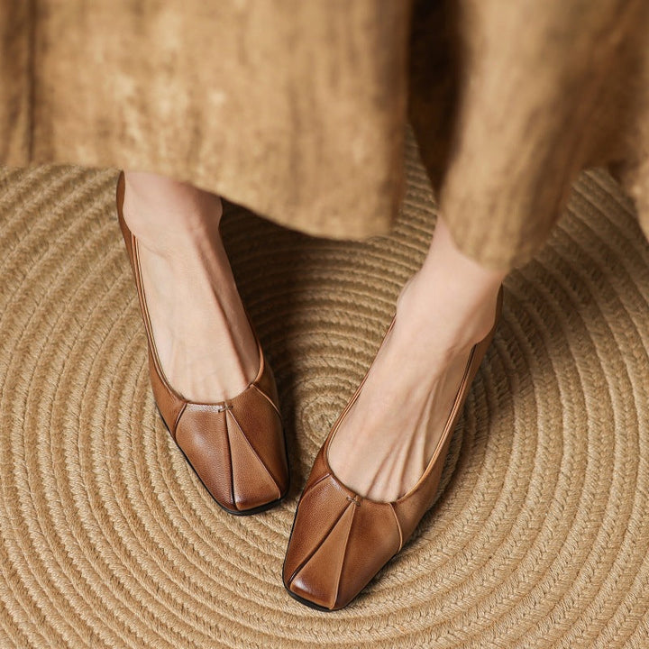 Rosa's Marisol Square-Toe Leather Pumps