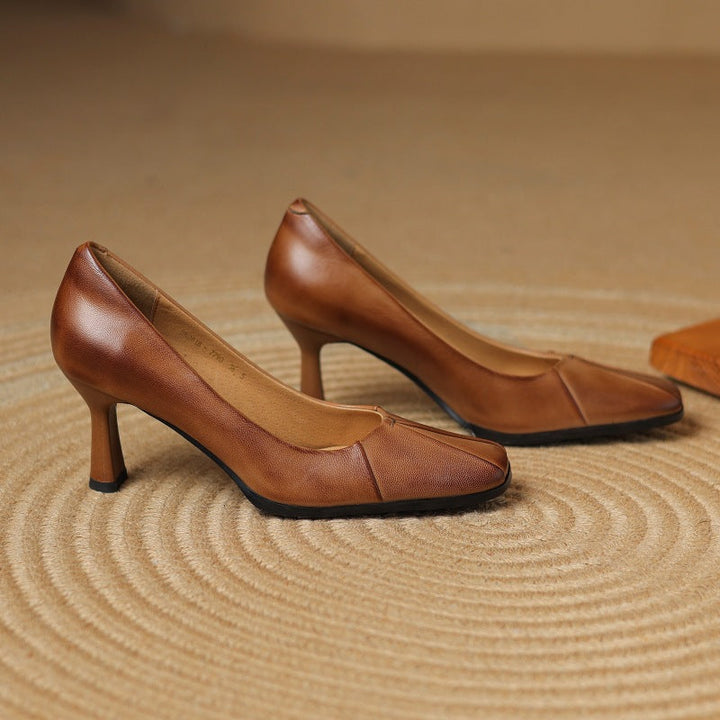 Rosa's Marisol Square-Toe Leather Pumps