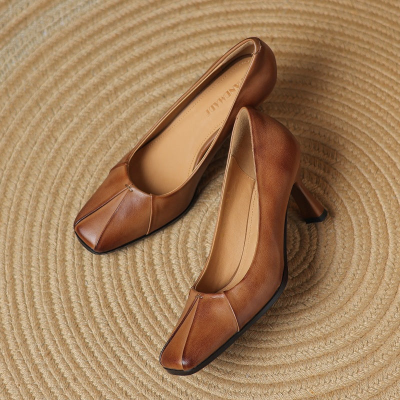Rosa's Marisol Square-Toe Leather Pumps