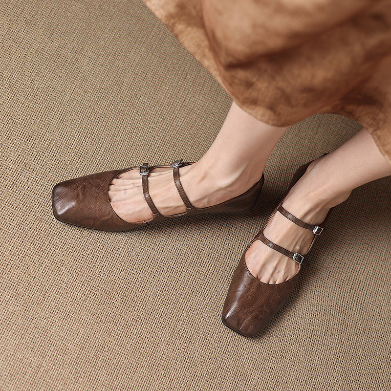 Rosa's Aurelle Dual Strap Leather Mary-Janes