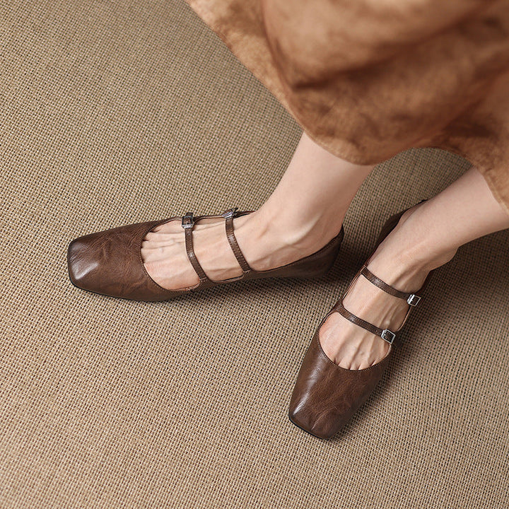 Rosa's Aurelle Dual Strap Leather Mary-Janes