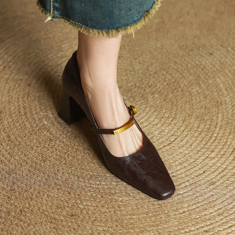 Rosa's Marleon Classic Strap Leather Pumps