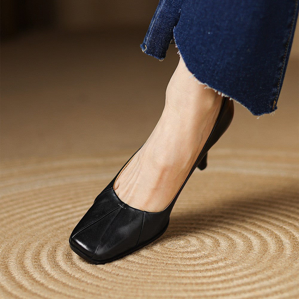 Rosa's Marisol Square-Toe Leather Pumps