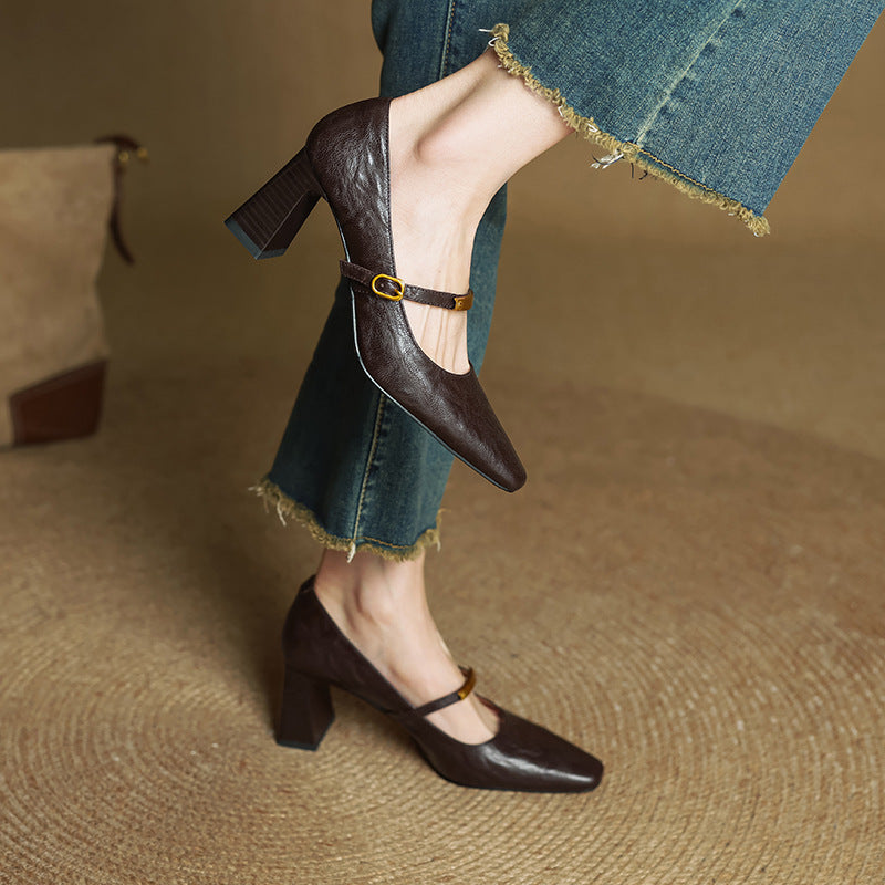 Rosa's Marleon Classic Strap Leather Pumps