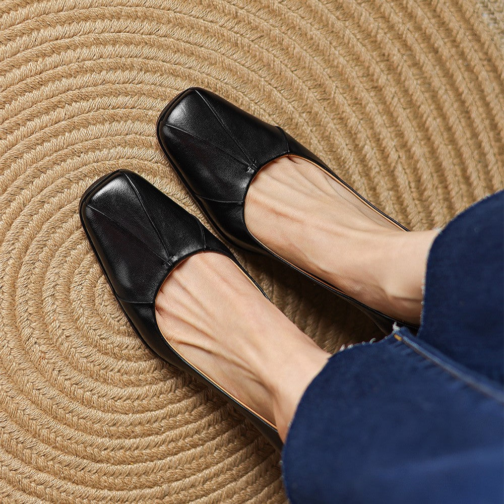 Rosa's Marisol Square-Toe Leather Pumps