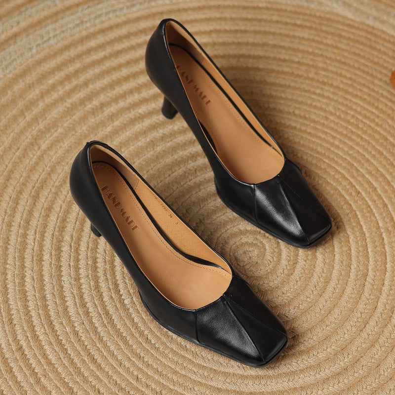 Rosa's Marisol Square-Toe Leather Pumps