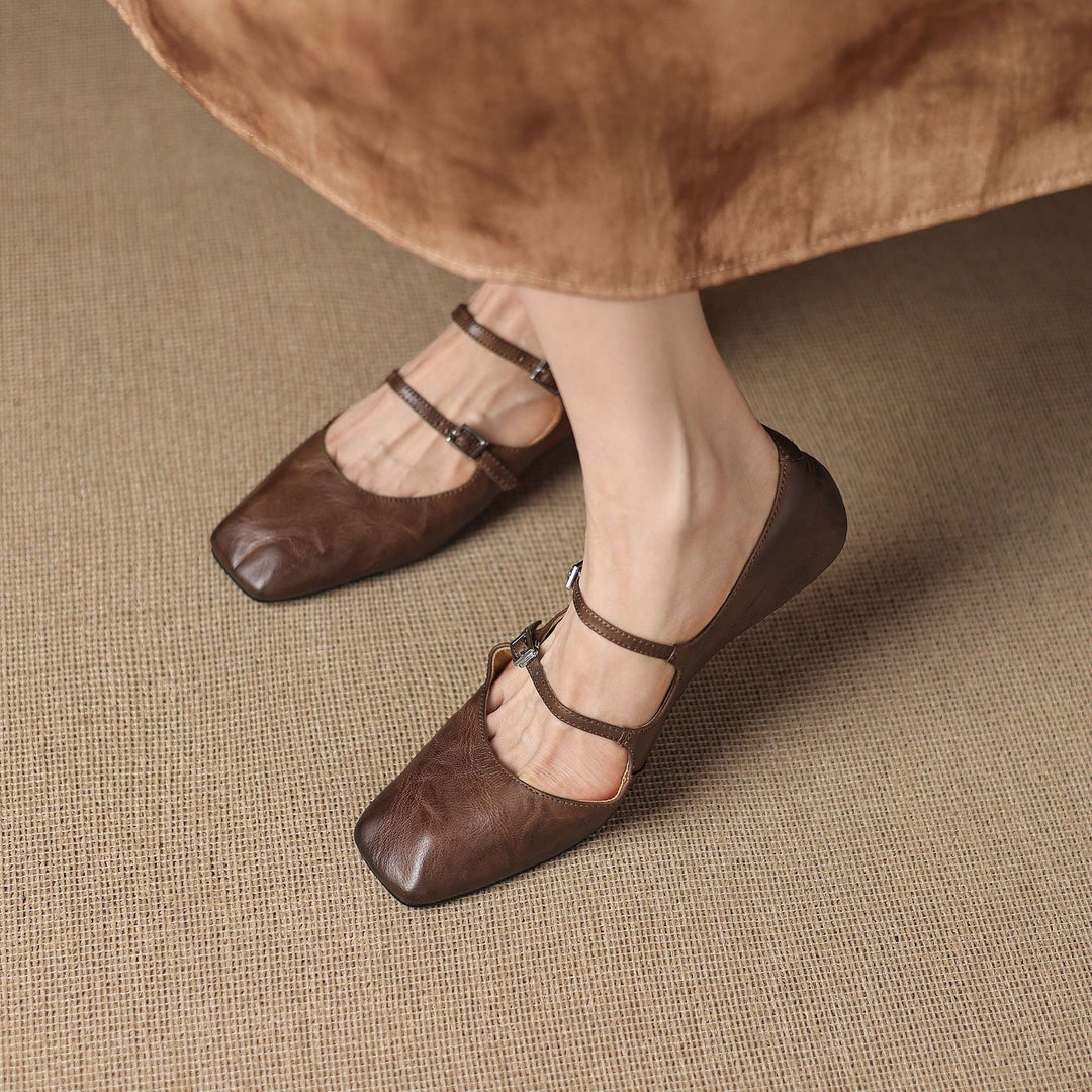 Rosa's Aurelle Dual Strap Leather Mary-Janes