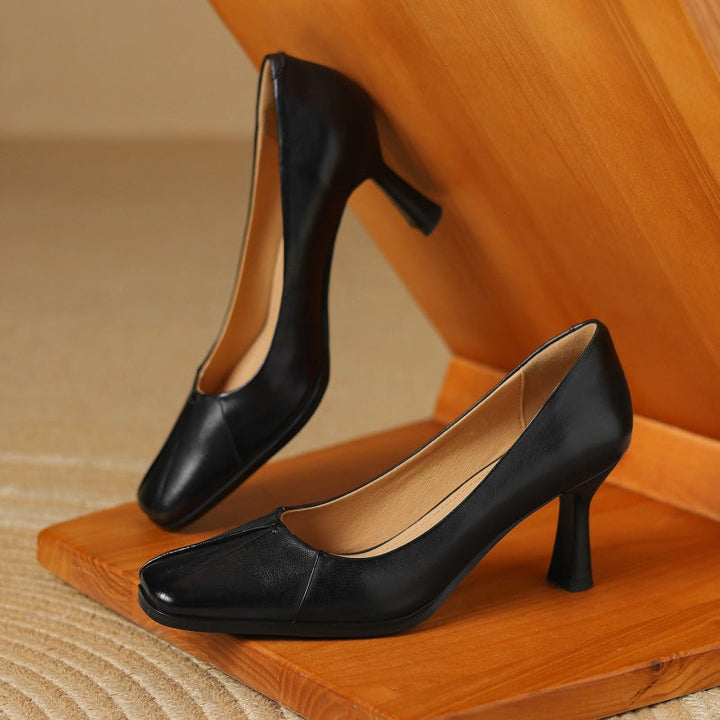 Rosa's Marisol Square-Toe Leather Pumps