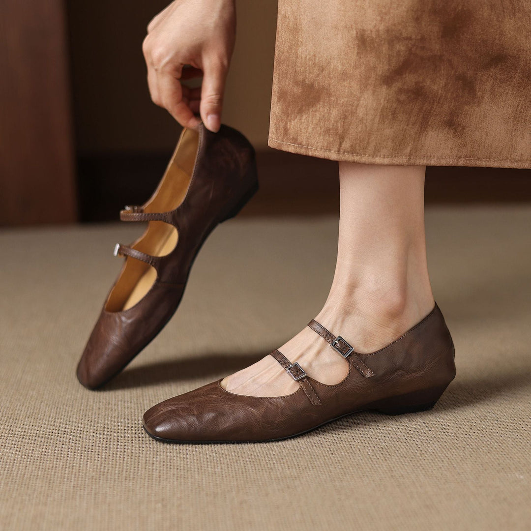 Rosa's Aurelle Dual Strap Leather Mary-Janes