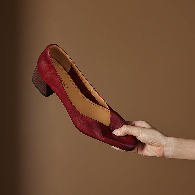 Rosa's Caldre Square Leather Pumps