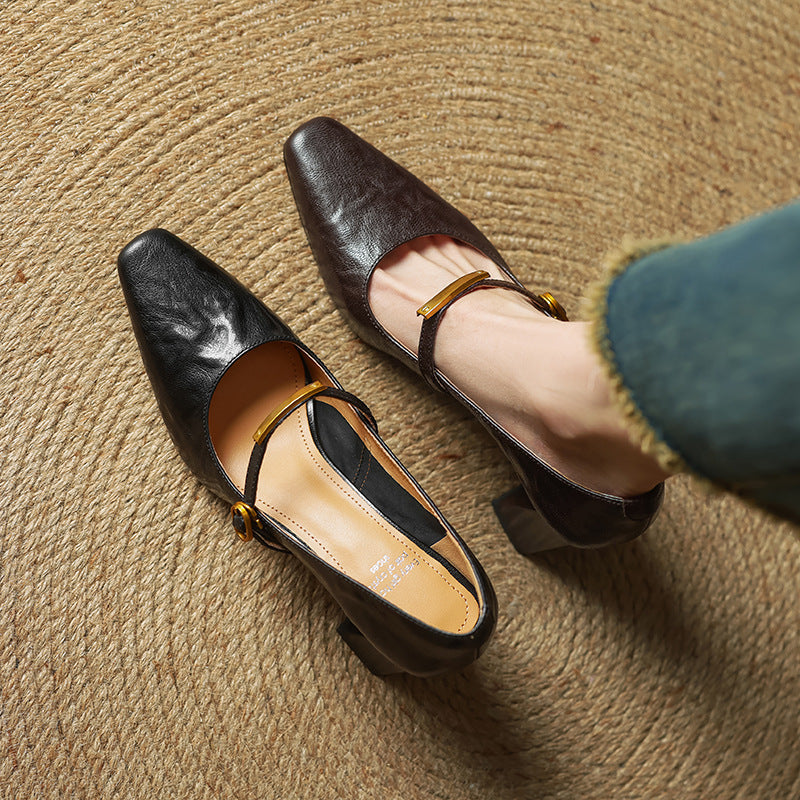 Rosa's Marleon Strap Leather Pumps