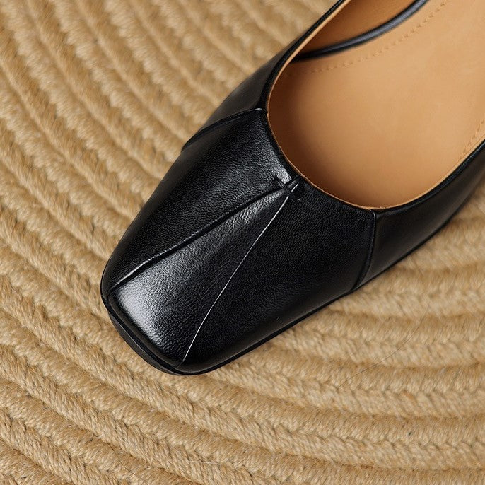 Rosa's Marisol Square-Toe Leather Pumps