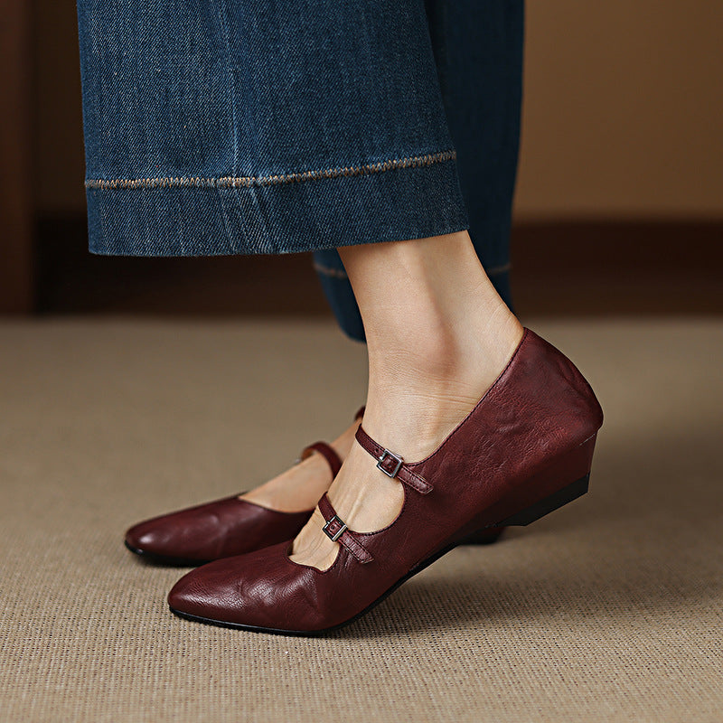 Rosa's Aurelle Dual Strap Leather Mary-Janes