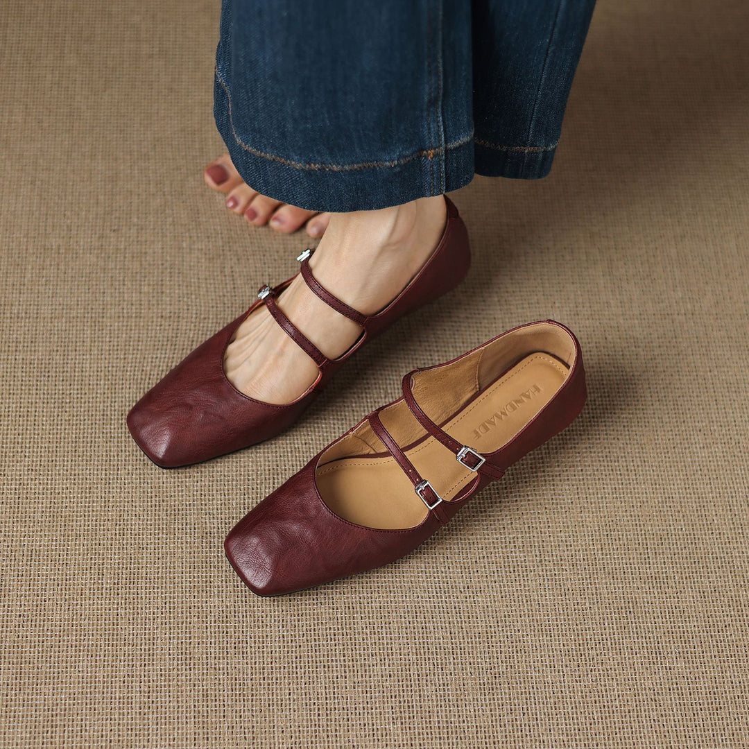 Rosa's Aurelle Dual Strap Leather Mary-Janes