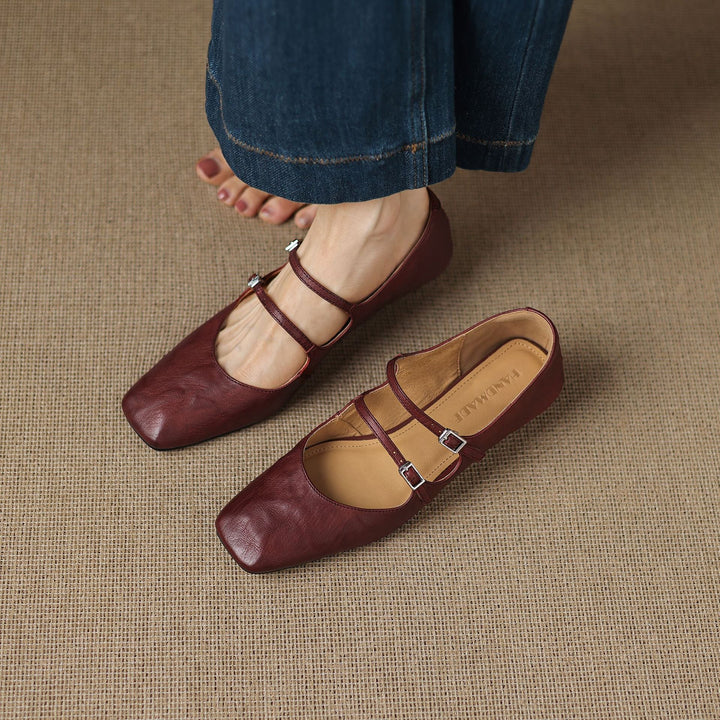 Rosa's Aurelle Dual Strap Leather Mary-Janes