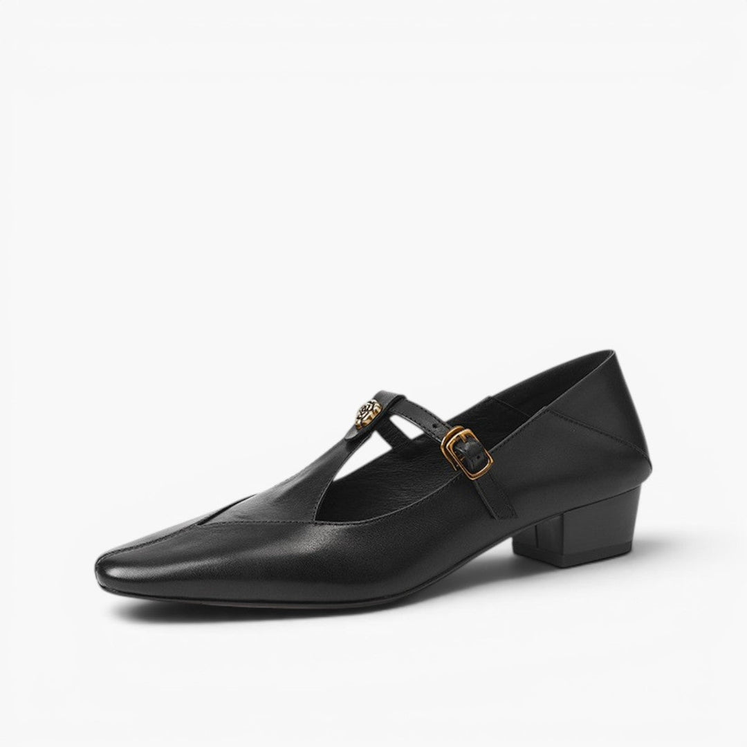 Rosa's Camelia T-Bar Leather Pumps