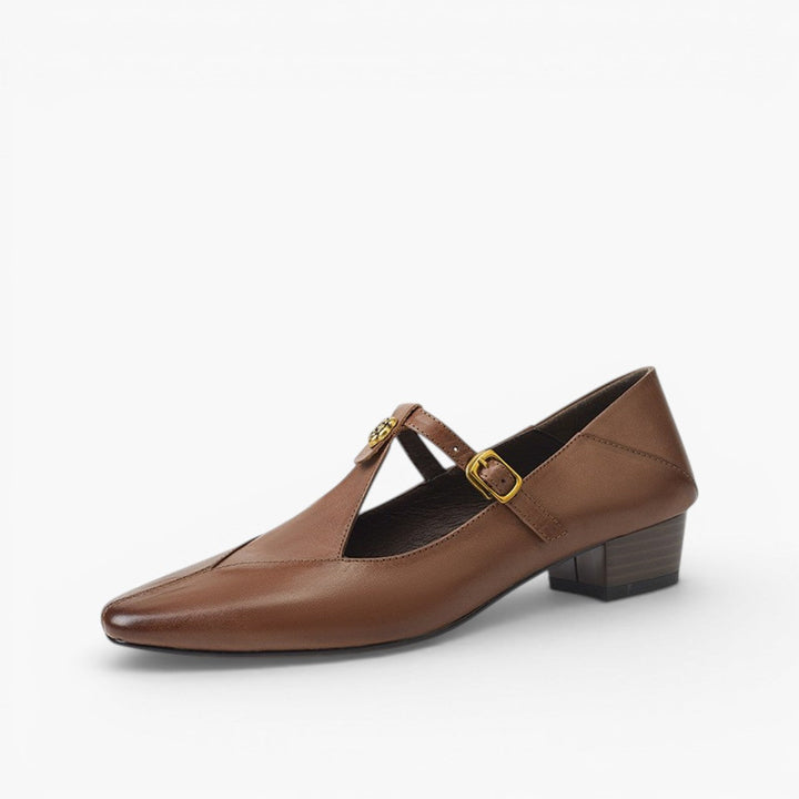 Rosa's Camelia Classic T-Bar Leather Pumps