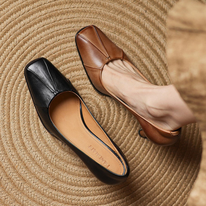 Rosa's Marisol Square-Toe Leather Pumps