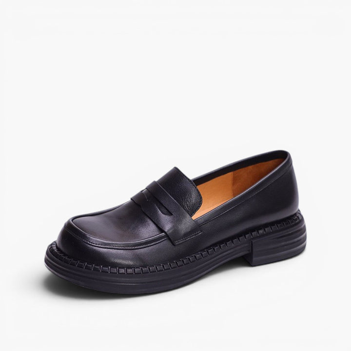Rosa's Demeris Round-Toe Leather Loafers