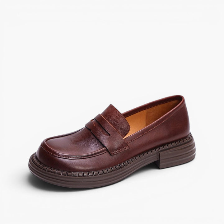 Rosa's Demeris Round-Toe Leather Loafers