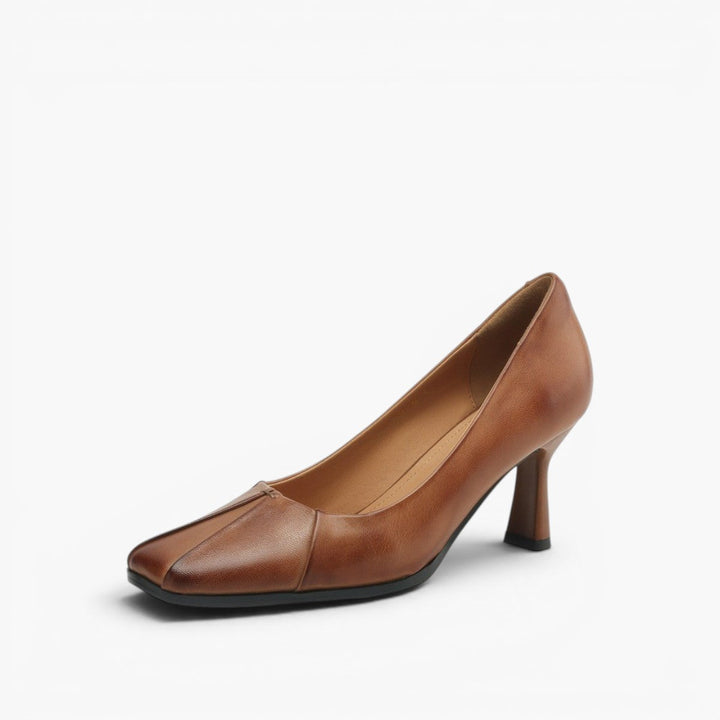 Rosa's Marisol Square-Toe Leather Pumps