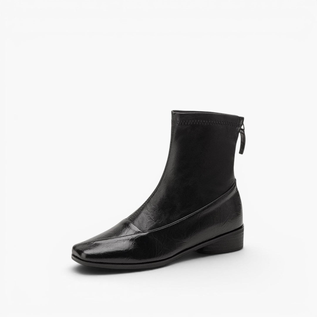 Rosa's Marlenna Back-Zip Leather Ankle Boots