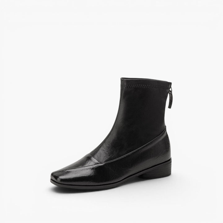 Rosa's Marlenna Back-Zip Leather Ankle Boots