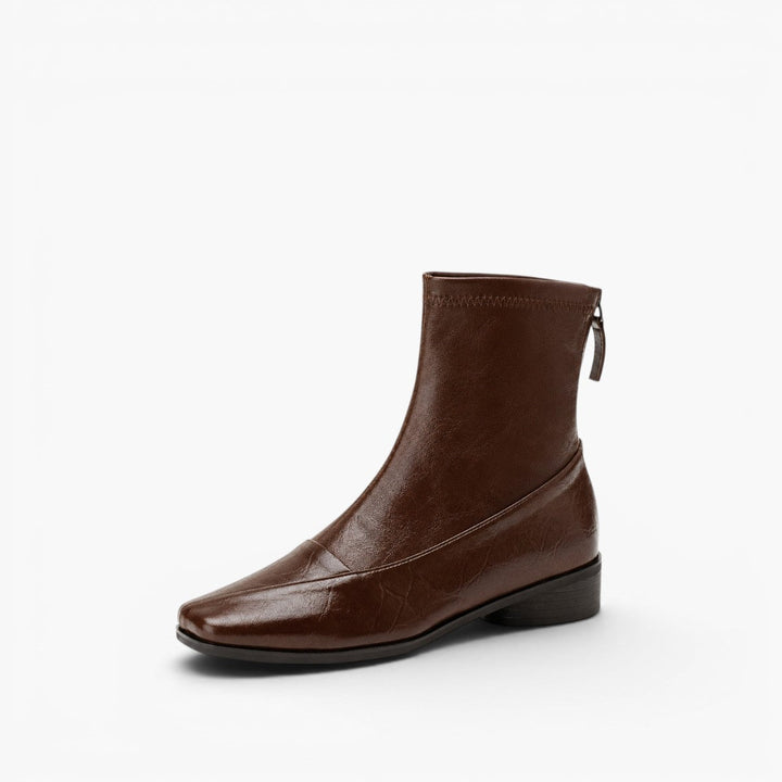 Rosa's Marlenna Back-Zip Leather Ankle Boots