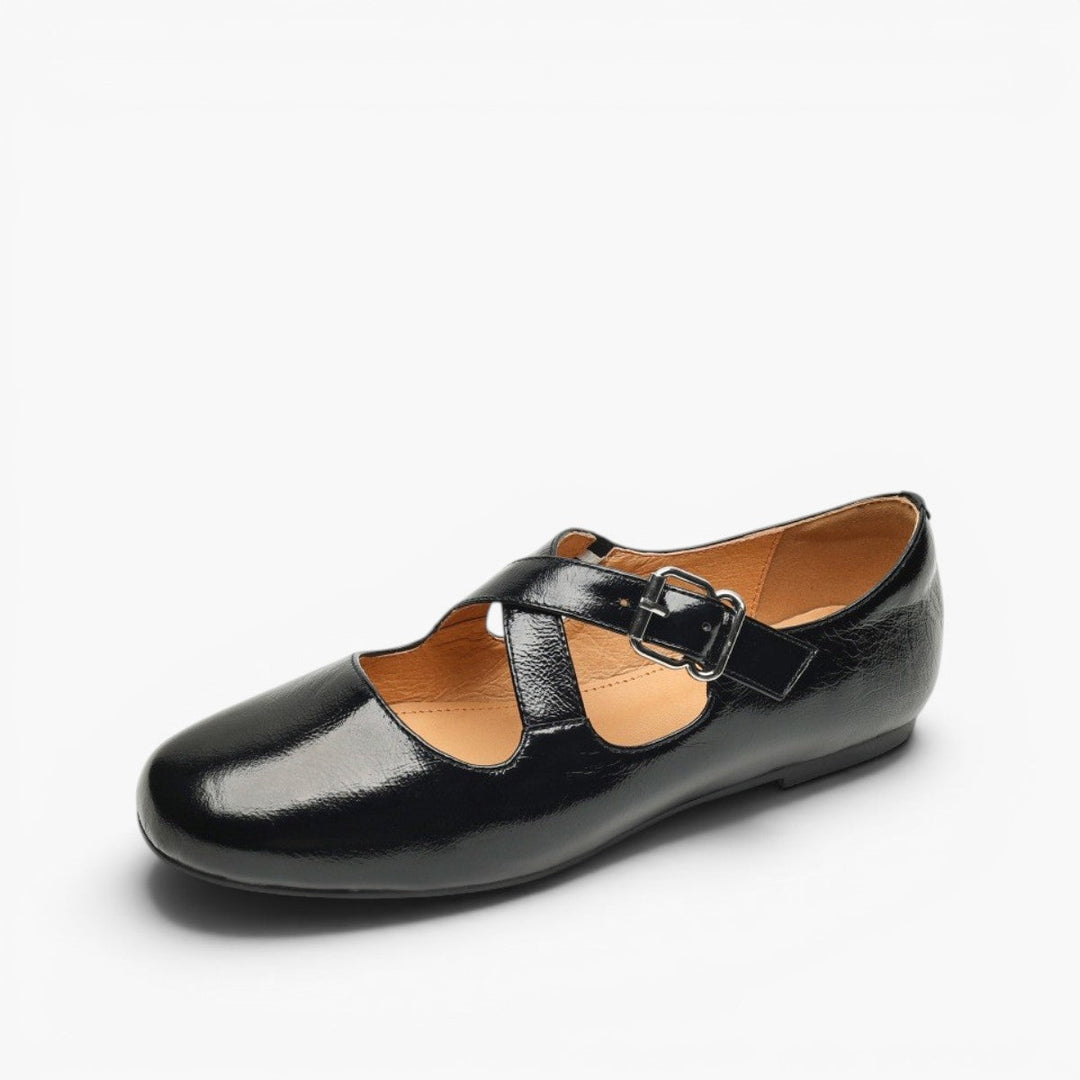 Rosa's Morven Cross-Strap Leather Flats