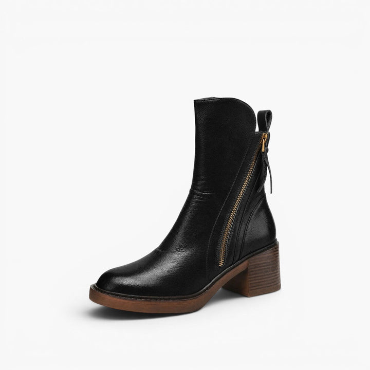 Rosa's Norwen Stacked-Heel Leather Boots