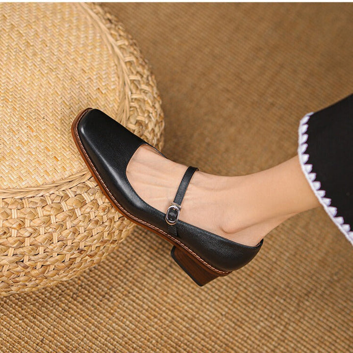 Rosa's Cirelle Strap Leather Mary Jane Heels