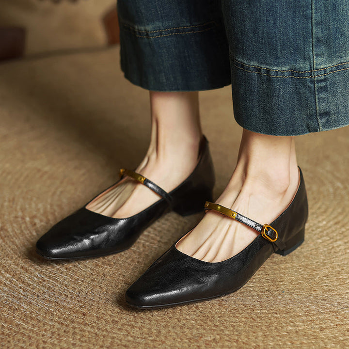 Rosa's Eloria Lambskin Leather Mary Janes