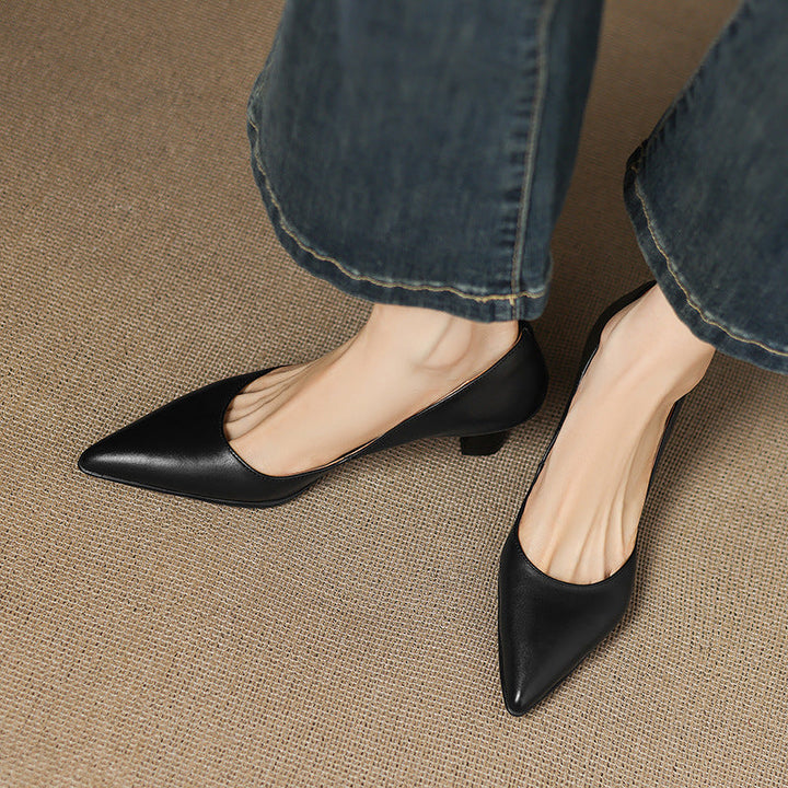 Rosa's Calenne Leather Kitten Heels