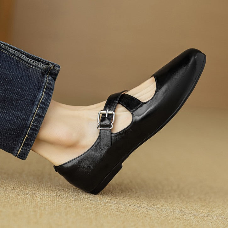 Rosa's Morven Cross-Strap Leather Flats