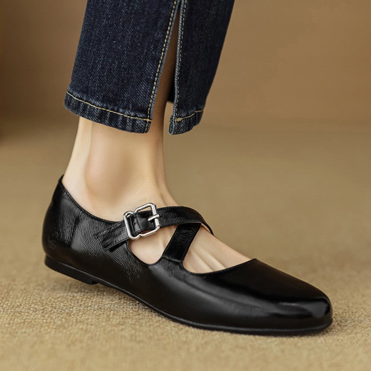 Rosa's Morven Cross-Strap Leather Flats