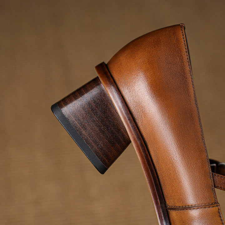 Rosa's Cirelle Strap Leather Mary Jane Heels