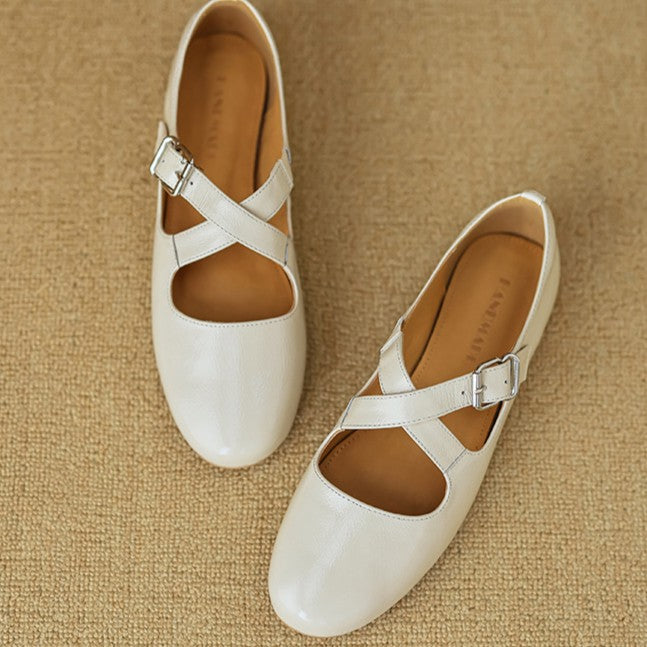 Rosa's Morven Cross-Strap Leather Flats