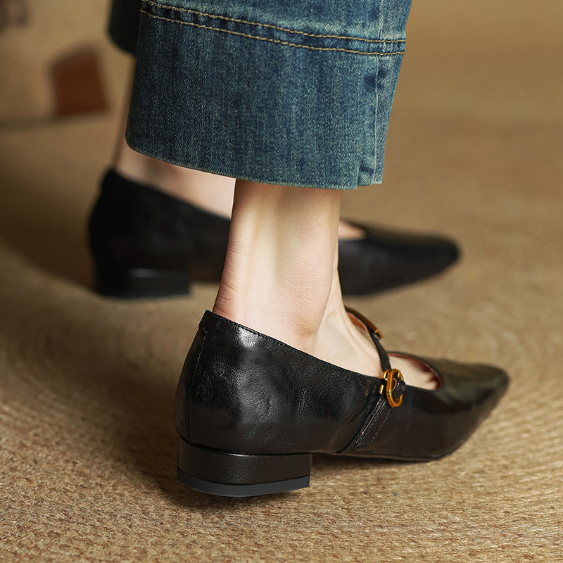 Rosa's Eloria Lambskin Leather Mary Janes
